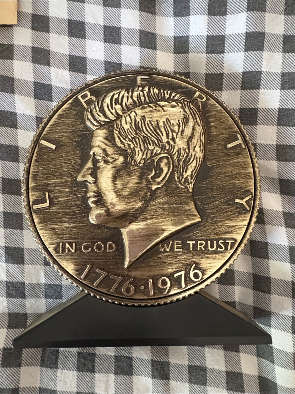 Vintage Vacumet Finishing 1776-1976 JFK Bicentennial Metal Coin Bank w/ Box